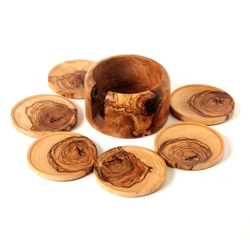 Round Coasters + Holder